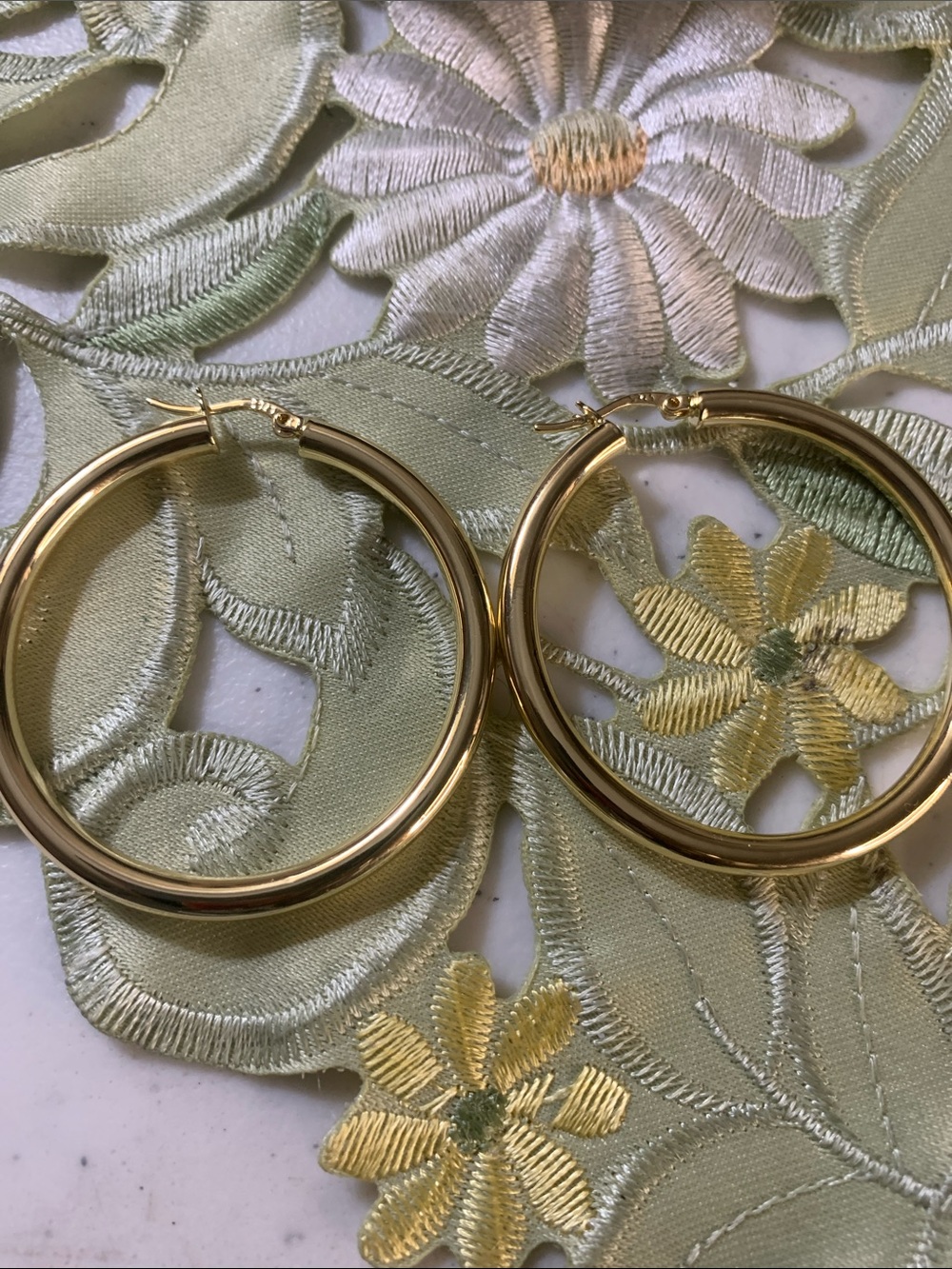 Gold S925 Hoop Earrings for Women – Polished Classic 2 Inch Hoops - Picture 2 of 3